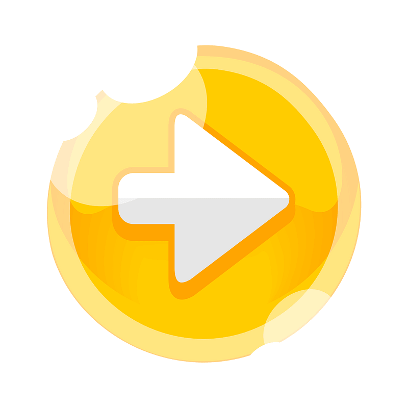 Round yellow arrow button right icon. Free download transparent .PNG
