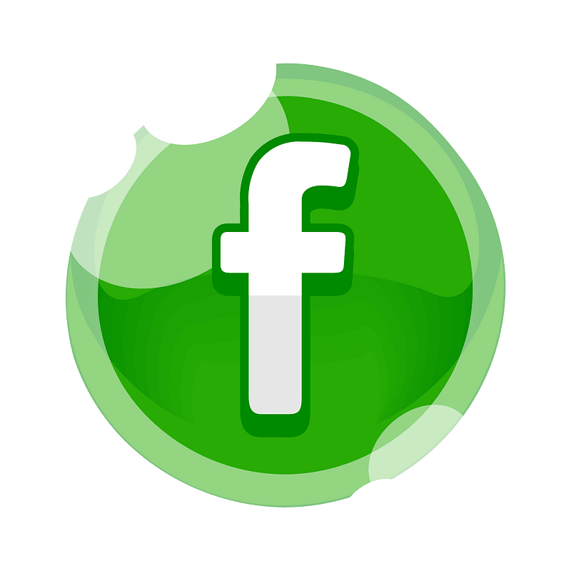 Round green facebook button icon. Free download transparent .PNG