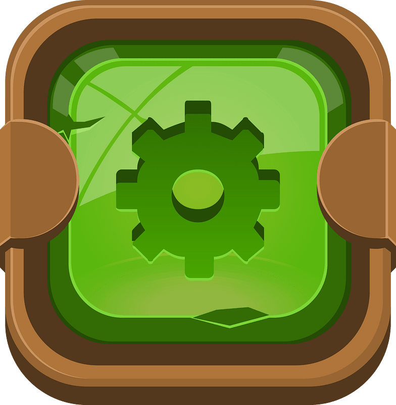 Rounded dark green settings button icon. Free download transparent .PNG