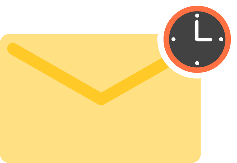 Yellow email clock icon. Free download transparent .PNG Creazilla