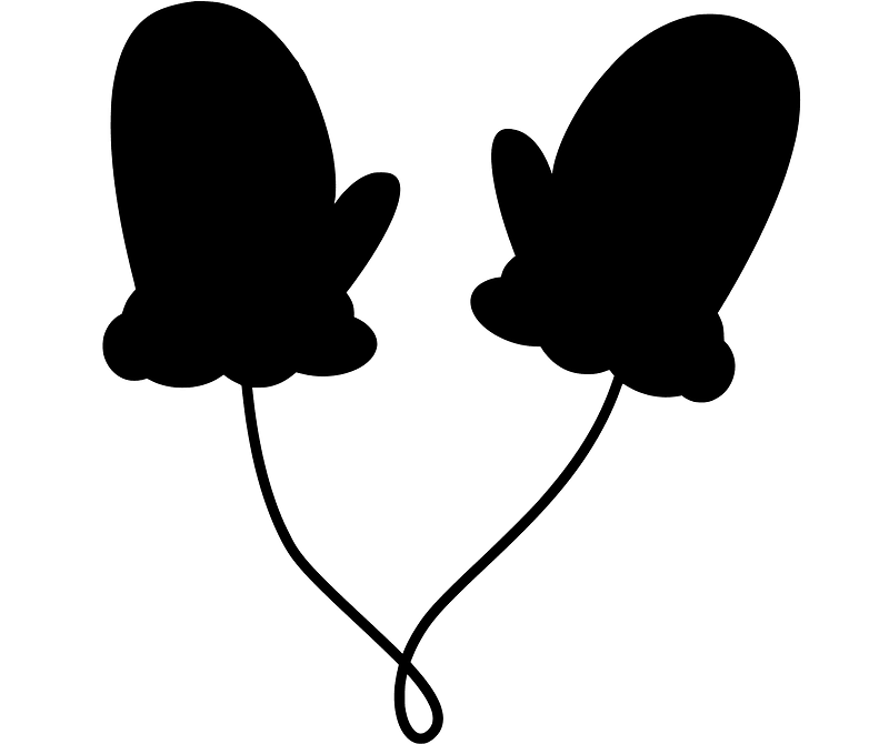 Mittens Tied Together Free vector silhouettes on