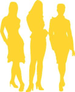 Female team vector silhouet