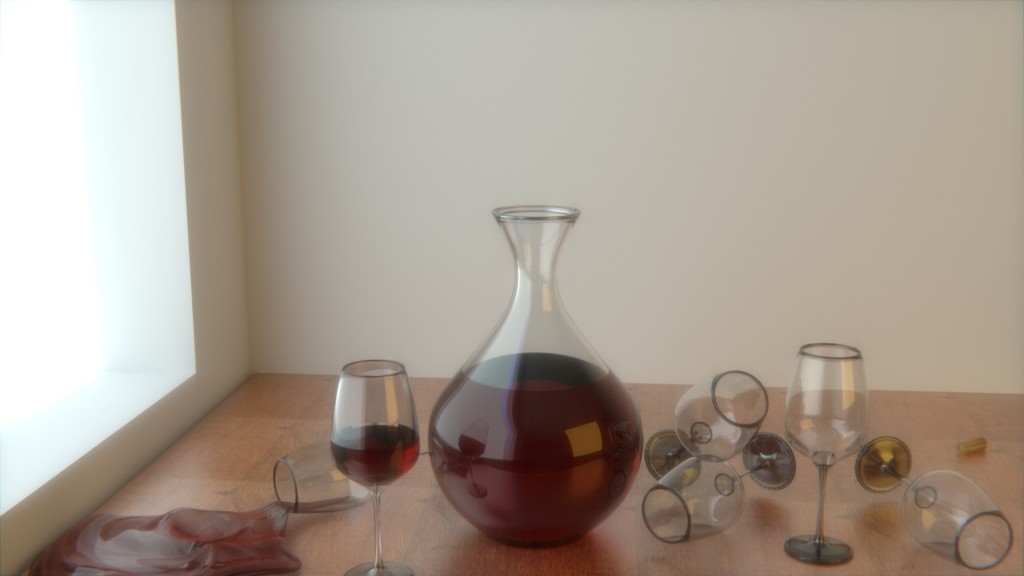 Wine jug and glasses - Free 3d model on creazilla.com