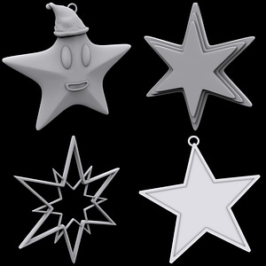 Set of Christmas Stars 3D Model