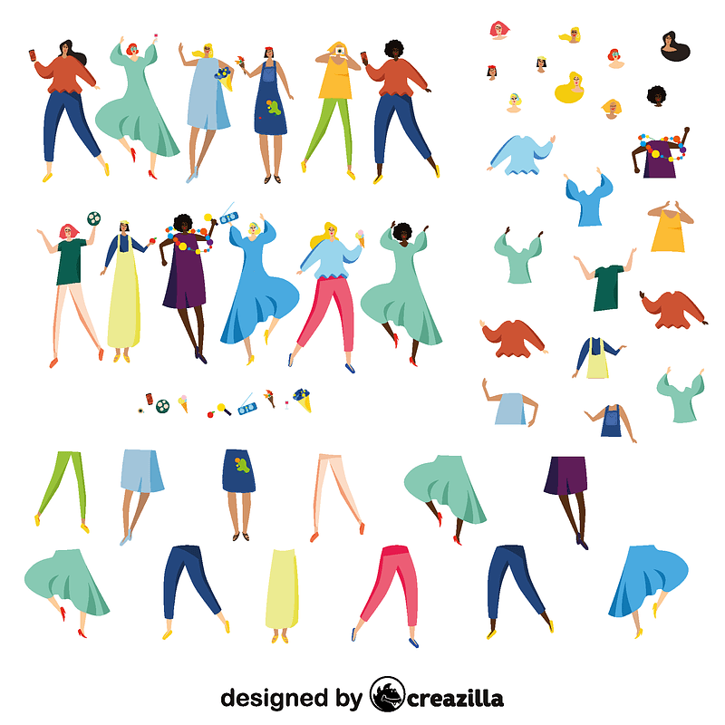 Grafika wektorowa: Women characters constructor