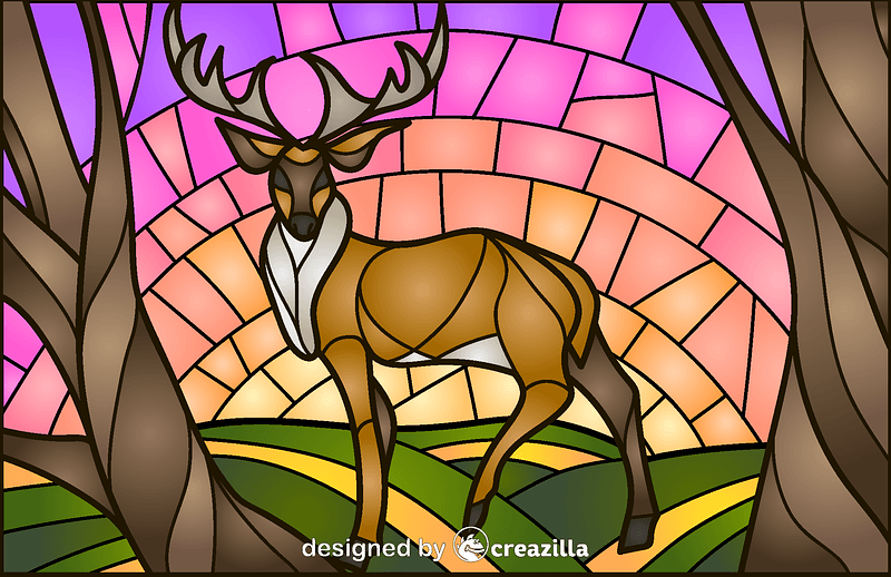 Deer Stained Glass Style Illustration vector. Free download. Creazilla