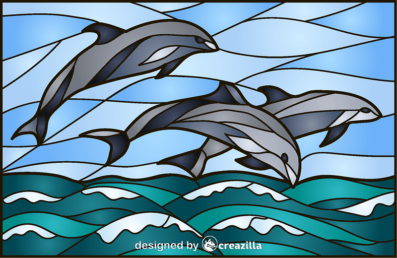 Dolphins Stained Glass Style Illustration vector. Free download