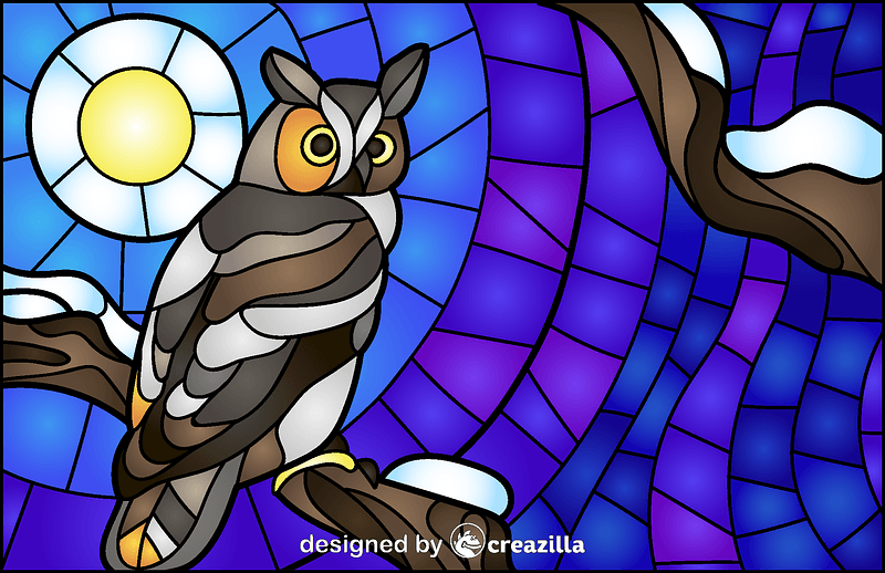 Immagine vettoriale di Owl Stained Glass Style Illustration