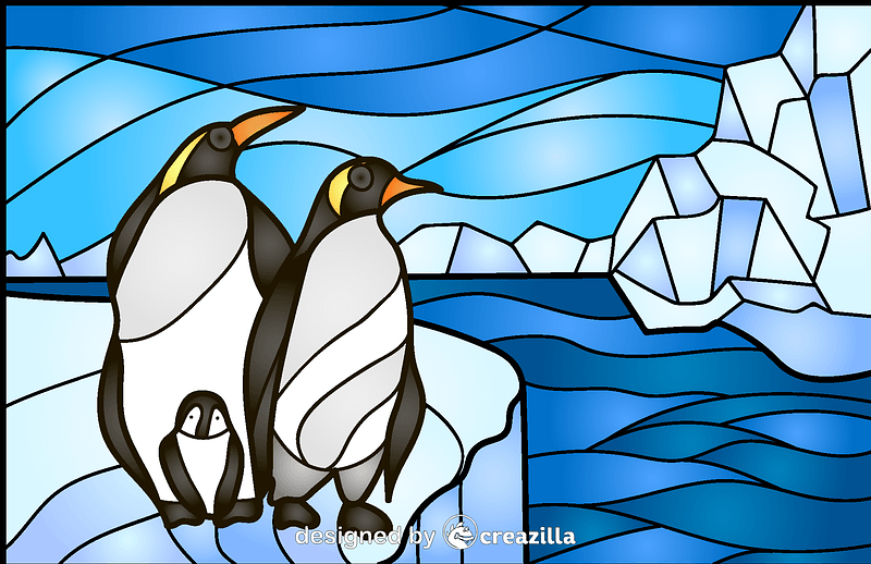 Векторное изображение: Penguin Stained Glass Style Illustration