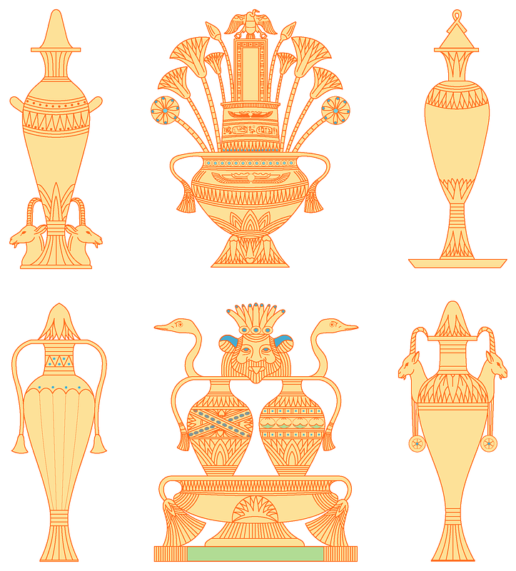 Egyptian vases set 2 vecteur