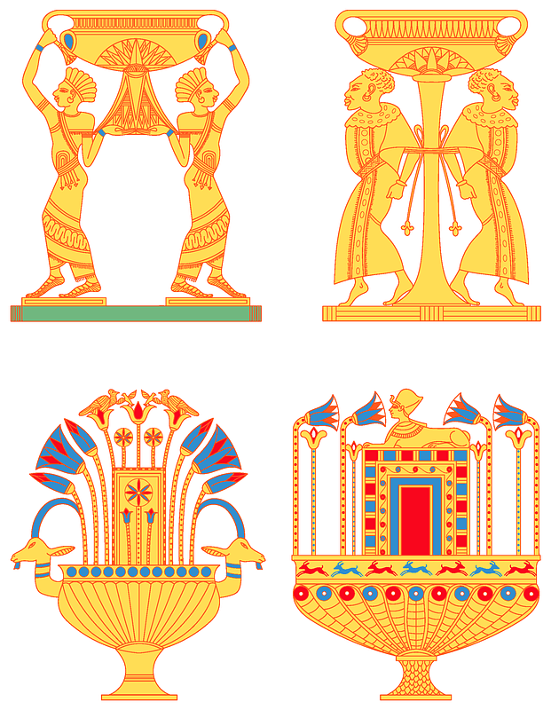 Egyptian vases set 4 vector