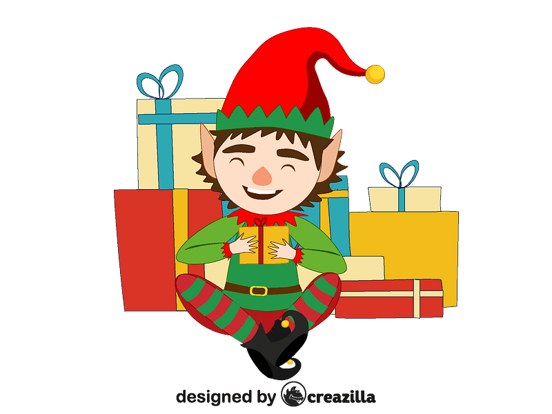 Christmas Elf with presents vector