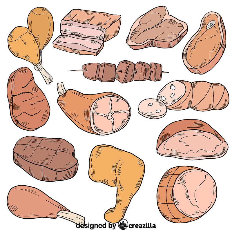 Vector de Set of meat