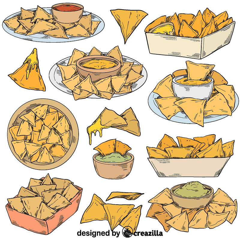 Set of nachos ベクターイメージ狐