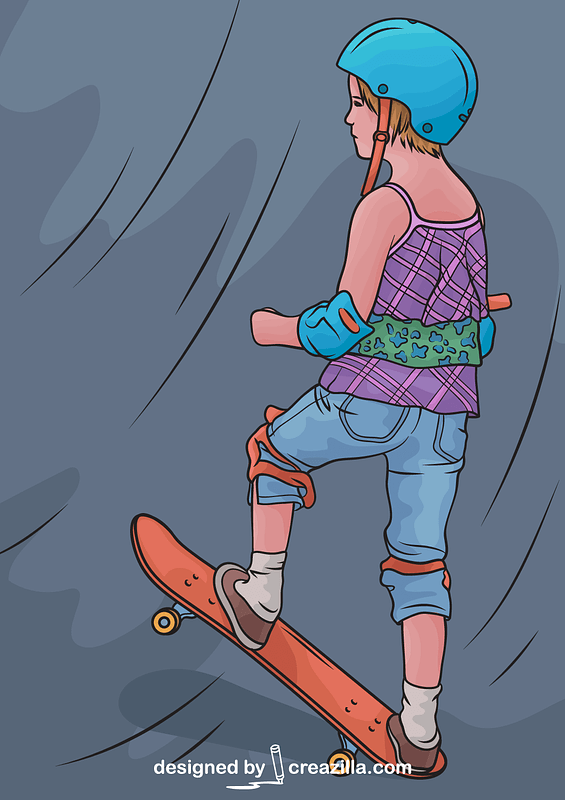 Little Girl Skateboarder vector