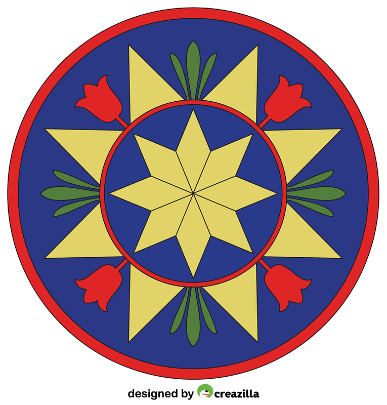 Pennsylvania Hex Sign with Compass Rose vector