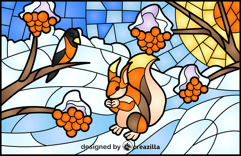 Winter Scene Stained Glass Style Illustration vector. Free download