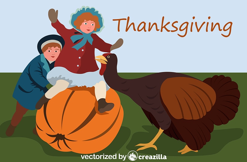 Vetor de Vintage Thanksgiving Postcard