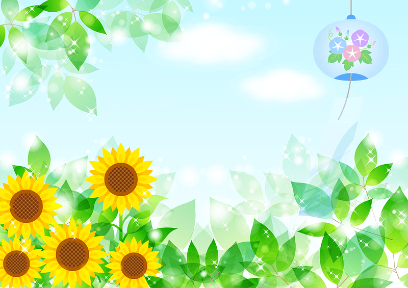 Sunflowers Green Leaves vector