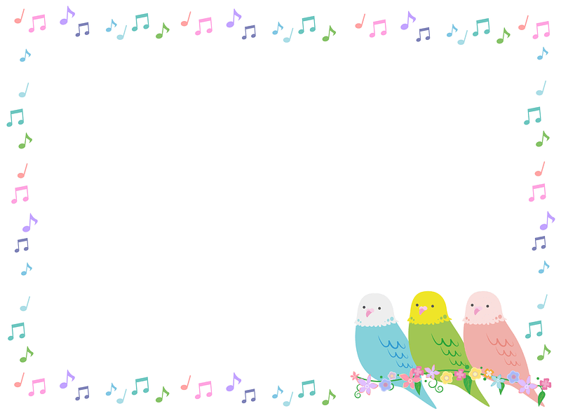 Векторное изображение: Parakeet Musical Note Frame