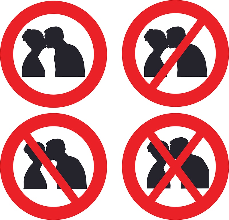 No kissing signs vector. Free download. Creazilla